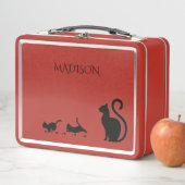 Kat / kitten metalen lunchbox in rood / aangepaste (In situ)