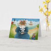 Kat, kitten, muis, vuurtoren, volkskunst Kaart (Gele Bloem)