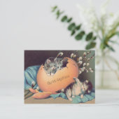 Kat Kitten Pasen gekleurd ei katoen Feestdagenkaart (Staand voorkant)