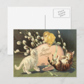 Kat Kitten Pasen Gekleurd Geschilderd Ei Kuiken Feestdagenkaart (Voorkant / Achterkant)