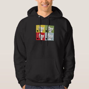 Kat Kitten Roking Pipe Retro Kunst Hoodie