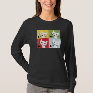 Kat Kitten Roking Pipe Retro Kunst T-shirt
