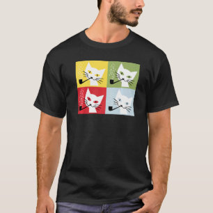 Kat Kitten Roking Pipe Retro  Kunst T-shirt
