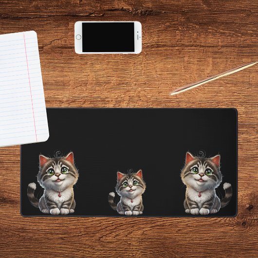 Kat kitten schattig bruin zwart bureaumat