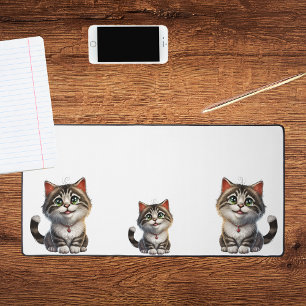 Kat kitten schattig wit bruin bureaumat