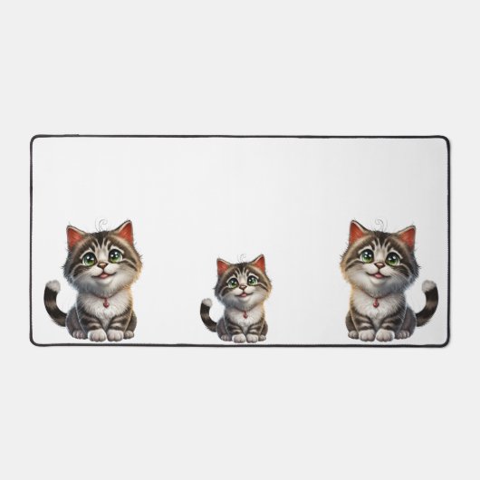 Kat kitten schattig wit bruin bureaumat (Voorkant)