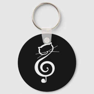 Kat Kitten Sleutel Muziek Sleutel Grappige Kat Muz Sleutelhanger