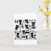 Kat Kitten Speelt Muzieknote Sleutel Muzikant Kuns Kaart (Gele Bloem)