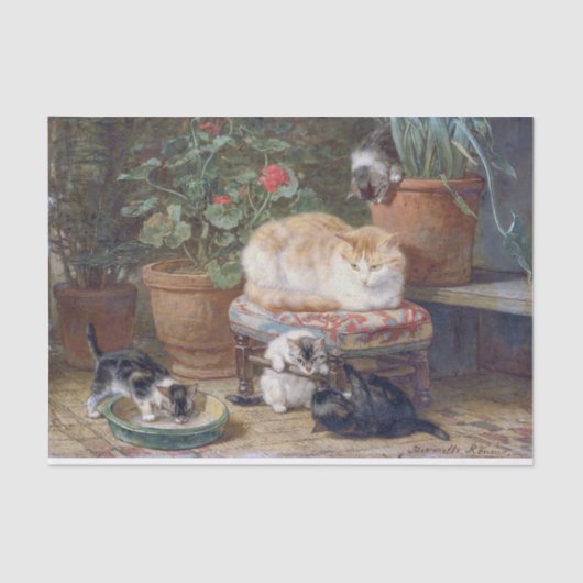 Kat & Kittens · Henriette Ronner-Knip (1821-1909) Tissuepapier (Voorkant)