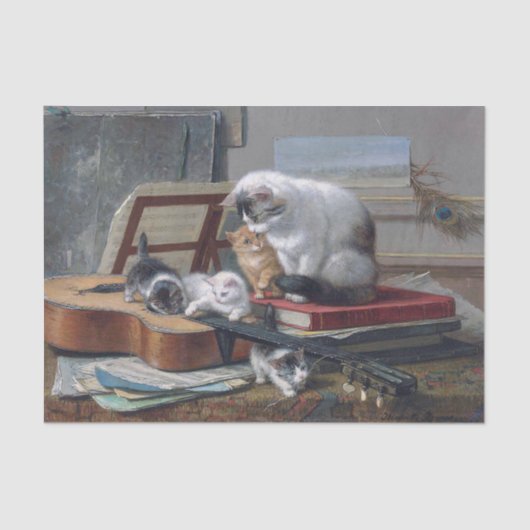 Kat & Kittens · Henriette Ronner-Knip (1821-1909) Tissuepapier (Voorkant)