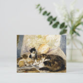 Kat & Kittens Slapen in de Kunstenaarsstudio Briefkaart (Staand voorkant)