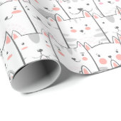 Kat Kitty Schattig Grappig Patroon Kat Liefhebber Cadeaupapier (Rol Hoek)