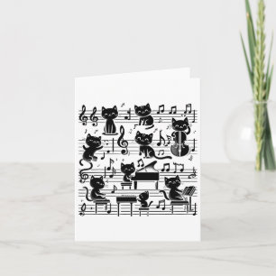 Kat Kitty Speelt Muziek Noot Sleutel Musicus Kunst Kaart