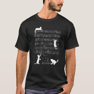 Kat Kitty T-shirt Kat Speelt Muzieknoot Sleutel Mu