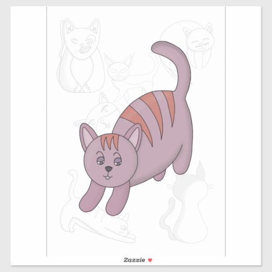Kat klaar om te springen sticker (Vel)
