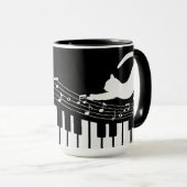 Kat Klassieke Jazz Piano Keyboard Player Koffie Mok (Voorkant rechts)