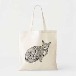 Kat kleur me in gepatterd grafisch kat tote bag