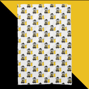 Kat Kleuren Garde Zwart en Geel Patroon Theedoek