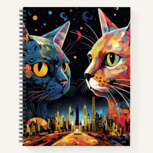 Kat Kleurrijk Dier Betoverend Abstract Notitieboek