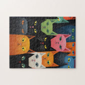 KAT KLEURRIJKE KATTEN KUNST PUZZEL LEGPUZZEL (Horizontaal)