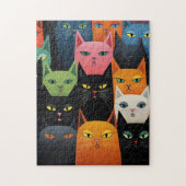 KAT KLEURRIJKE KATTEN KUNST PUZZEL LEGPUZZEL (Verticaal)