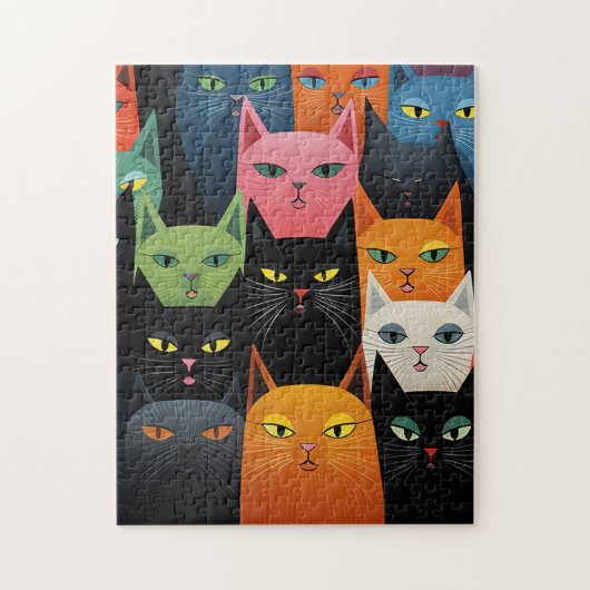 KAT KLEURRIJKE KATTEN KUNST PUZZEL LEGPUZZEL (Verticaal)