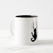 Kat klimt tweekleurige koffiemok (Voorkant links)