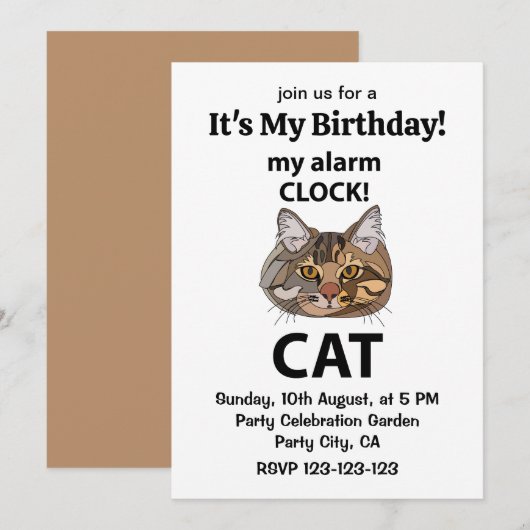 Kat Klopt Op Mijn Wekker Tabby Kat Verjaardag Kaart (Voorkant / Achterkant)