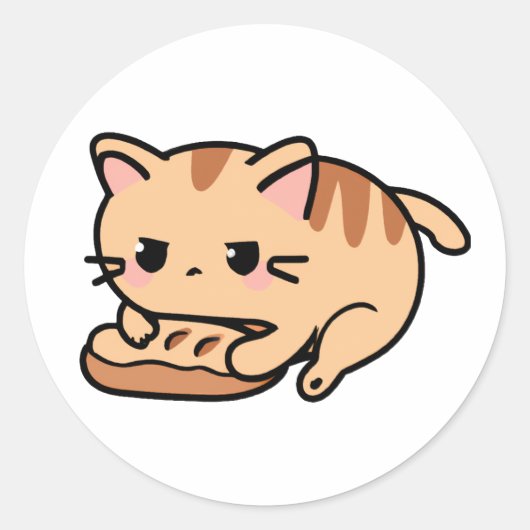 Kat kneden brood ronde sticker (Voorkant)