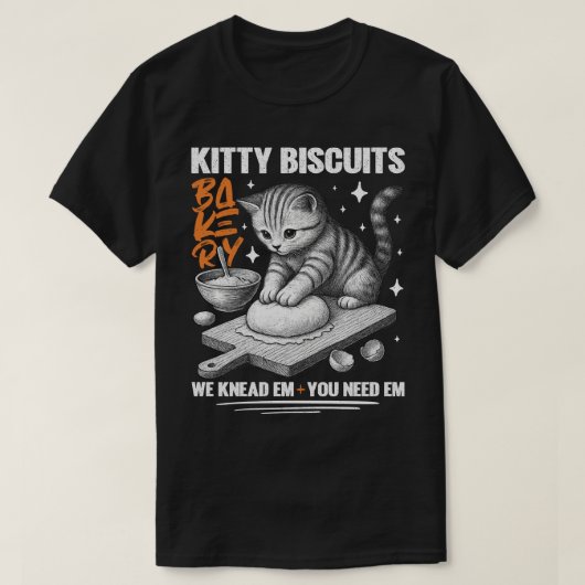 Kat Kneeddeeg Bakker Kitty Biscuits Wij Kneten Ze T-shirt (Design voorkant)