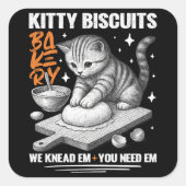 Kat Kneeddeeg Bakker Kitty Biscuits Wij Kneten Ze Vierkante Sticker (Voorkant)