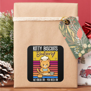 Kat Kneedt Bakker Kitty Biscuits We Kneed Em Jij Vierkante Sticker
