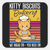 Kat Kneedt Bakker Kitty Biscuits We Kneed Em Jij Vierkante Sticker (Voorkant)