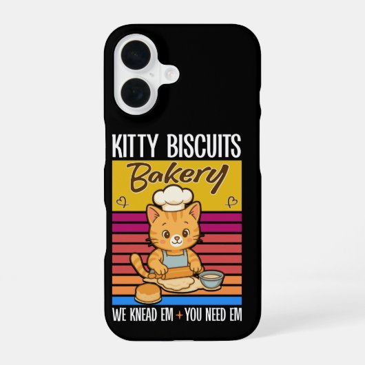 Kat Kneedt Bakkerij Kitty Biscuits Wij Kneedden Ze iPhone 16 Hoesje (Achterkant)