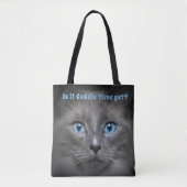 Kat Knuffeltijd — Grijze kat Tote Bag (Voorkant)