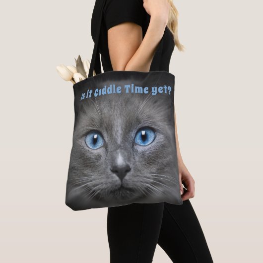 Kat Knuffeltijd — Grijze kat Tote Bag (Dichtbij)