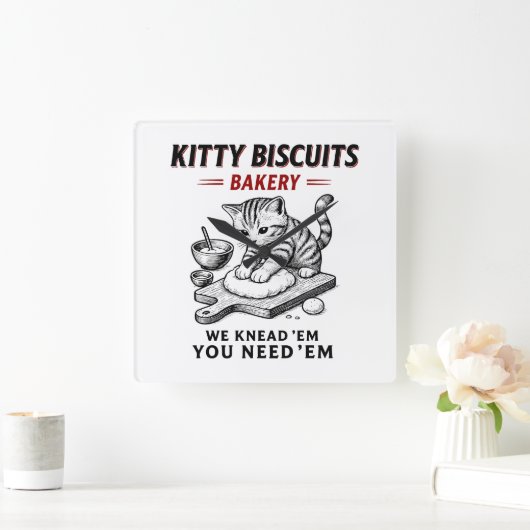Kat koekjes bakkerij vierkante klok (Huis)