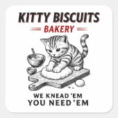 Kat koekjes bakkerij vierkante sticker (Voorkant)