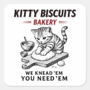 Kat koekjes bakkerij vierkante sticker