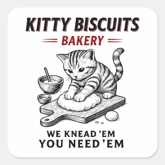 Kat koekjes bakkerij vierkante sticker (Voorkant)