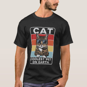 Kat Koelste Huisdier Op Aarde Retro Zonnebril Grap T-shirt