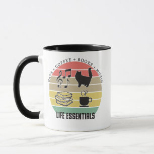 Kat, koffie, boeken, muziek, Vintage Mok