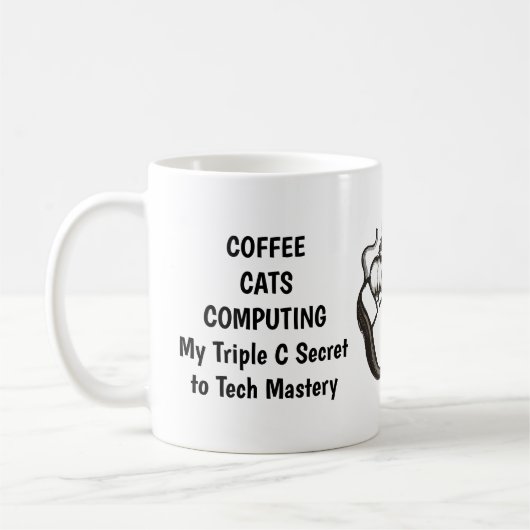Kat, koffie en computer Mok (Links)
