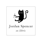 Kat & Koffie Ex Libris Bibliotheek Boekplaat Rubberstempel (Afrduk)
