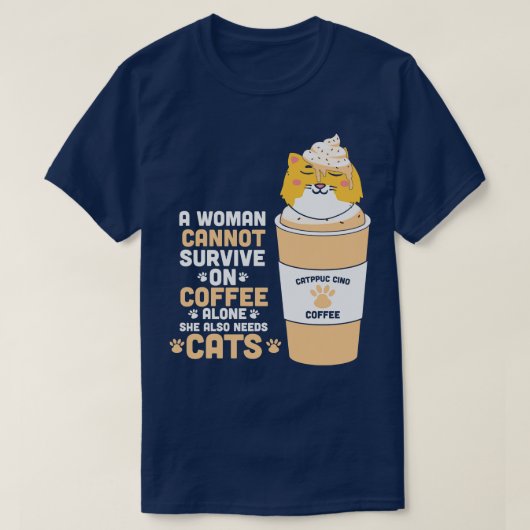Kat Koffie Grappig T-shirt (Design voorkant)