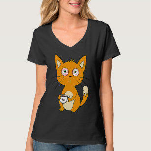 Kat Koffie Kat Late Sleeper Ochtend Groep Koffie D T-shirt