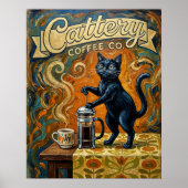 Kat koffie liefhebbers muur kunst print poster (Voorkant)