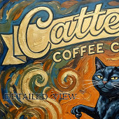 Kat koffie liefhebbers muur kunst print poster