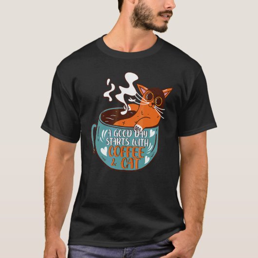 Kat Koffie Mok Kat T-shirt (Voorkant)