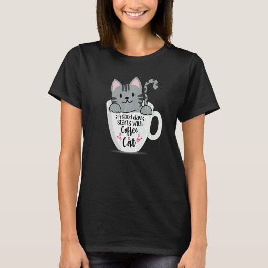 Kat koffiemok Kat T-shirt (Voorkant)